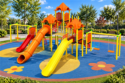 Çocuk Oyun Parkı 12x12m, Dört Kaydıraklı 4 Salıncaklı Model