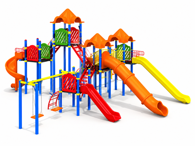 Çocuk Oyun Parkı 12x12m, Dört Kaydıraklı 4 Salıncaklı Model