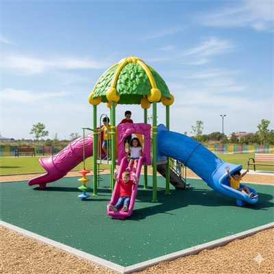 Çocuk Oyun Parkı 6.5x4.5m, Yaprak Çatılı Model