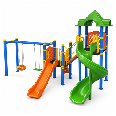 Çocuk Oyun Parkı 6.5x4.5m, İki Kaydıraklı Klasik Model