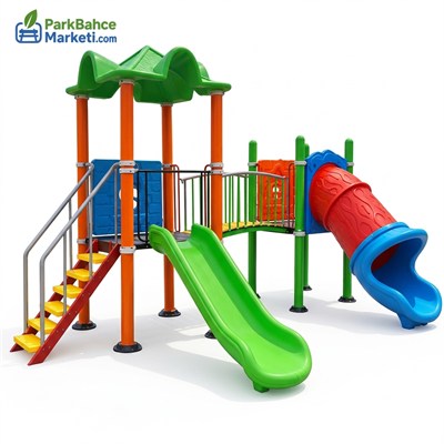 Çocuk Oyun Parkı 6x4m, 2 Kaydıraklı Klasik Model