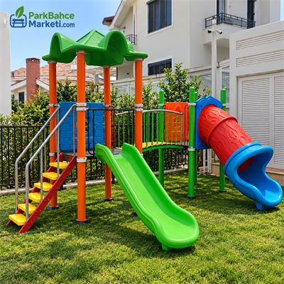 Çocuk Oyun Parkı 6x4m, 2 Kaydıraklı Klasik Model