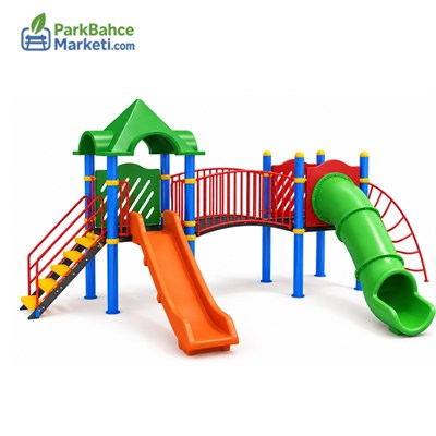 Çocuk Oyun Parkı 6x4m, 2 Kaydıraklı Klasik Model