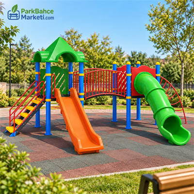 Çocuk Oyun Parkı 6x4m, 2 Kaydıraklı Klasik Model