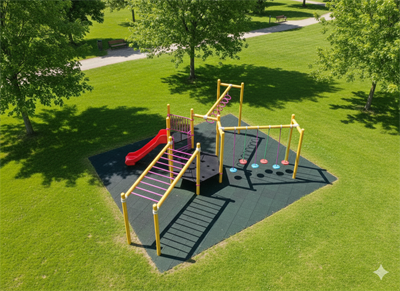 Çocuk Oyun Parkı 8x8m, Tırmanma ve Denge Aktiviteli Model