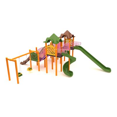 Dış Mekan Çocuk Oyun Parkı 8x8m, Dört Kaydıraklı Model