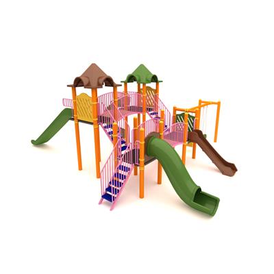 Dış Mekan Çocuk Oyun Parkı 8x8m, Dört Kaydıraklı Model