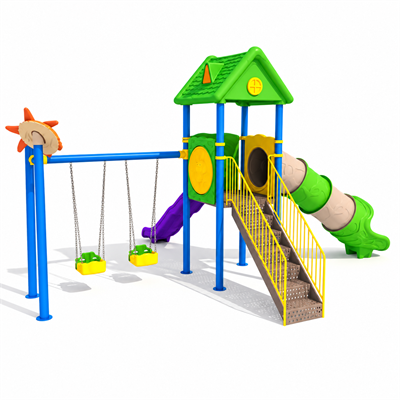 Childrens Playground – House-Themed Double Slide Model with Starfish Decoration