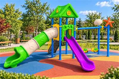 Childrens Playground – House-Themed Double Slide Model with Starfish Decoration