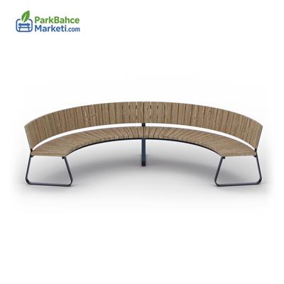 Dairesel Tasarımlı Arkalıklı Ahşap Bank - 290 cm