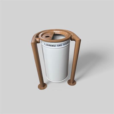 Dış Mekan Bahçe Çöp Kovası 30l Krem-Kahve