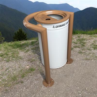 Dış Mekan Bahçe Çöp Kovası 30l Krem-Kahve