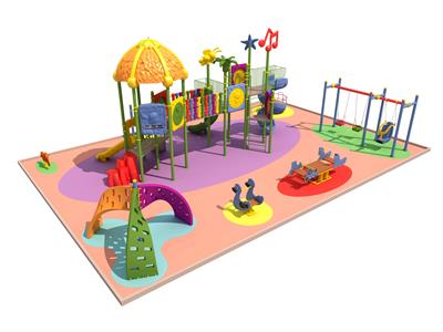 Dış Mekan Çocuk Oyun Parkı 10x5m, Mega Seri Yaprak Çatılı Model