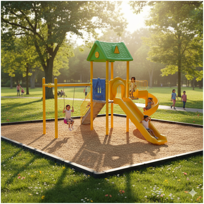 Dış Mekan Çocuk Oyun Parkı 6.5x5.5m, Ev Çatılı Model