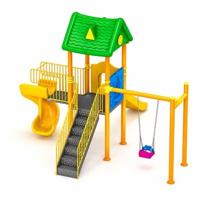 Dış Mekan Çocuk Oyun Parkı 6.5x5.5m, Ev Çatılı Model