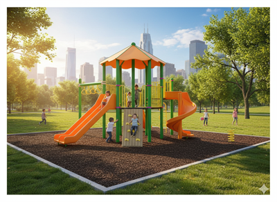 Dış Mekan Çocuk Oyun Parkı 6x5m, Altıgen Çatılı Model