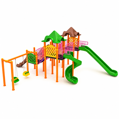 Dış Mekan Çocuk Oyun Parkı 8x8m, Dört Kaydıraklı Model