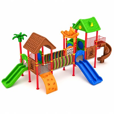 Dış Mekan Çocuk Oyun Parkı 9.5x6m, Ev Çatılı Model