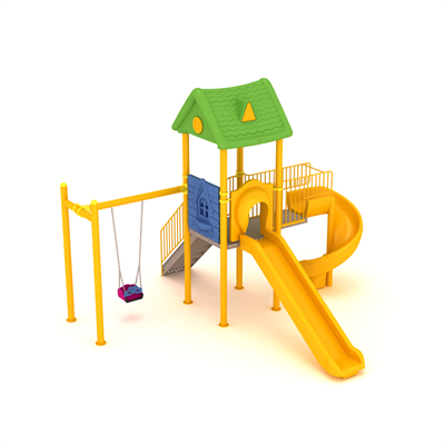 Dış Mekan Çocuk Oyun Parkı 6.5x5.5m, Ev Çatılı Model