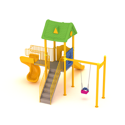 Dış Mekan Çocuk Oyun Parkı 6.5x5.5m, Ev Çatılı Model