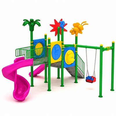Dış Mekan Çocuk Parkı, İki Kuleli, İki Kaydıraklı, Salıncaklı, Çocuk Oyun Grubu