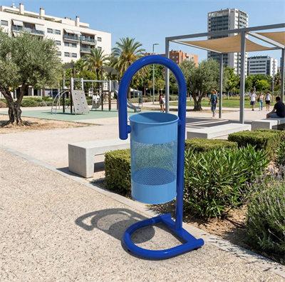 Metal Outdoor Waste Bin 30L – Swing Top Perforated Model 47x44x119 cm