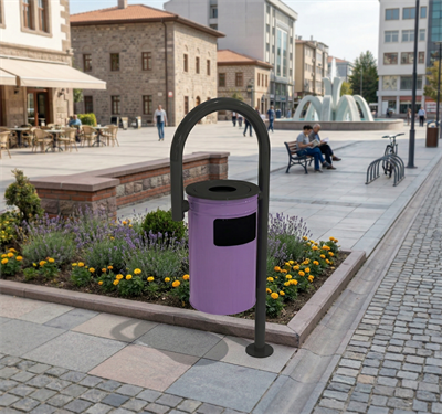 Metal Outdoor Waste Bin 18L – Freestanding Post-Mounted Model