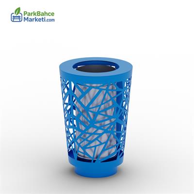 Dış Mekan / İç Mekan Metal Çöp Kovası Lazer Kesim Mavi