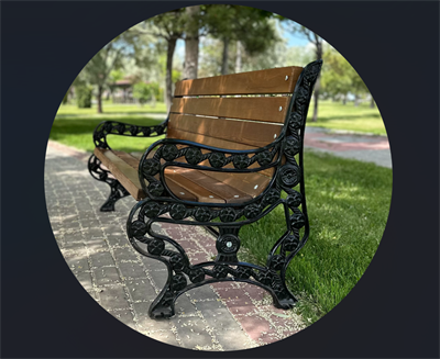 Outdoor Armrest Bench 145 cm – Black Cast Aluminum Frame