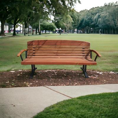 Outdoor Wooden Park Bench with Armrests – 190 cm 