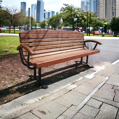 Outdoor Wooden Park Bench with Armrests – 190 cm 