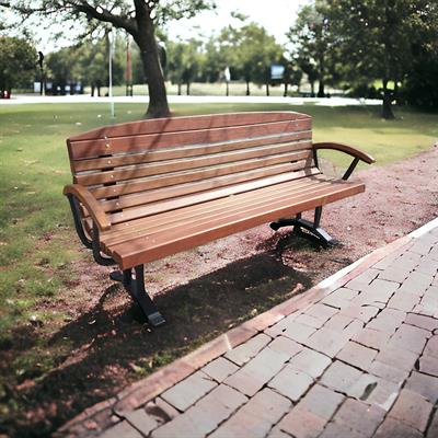 Outdoor Wooden Park Bench with Armrests – 190 cm 