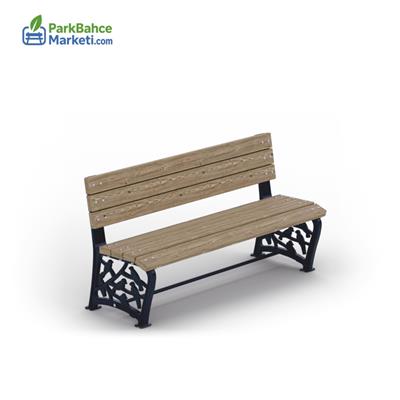 Wooden Seating Bench with Bird Motif Cast Legs