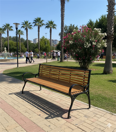 Döküm Gövdeli Ahşap Oturma Bankı - 180 cm