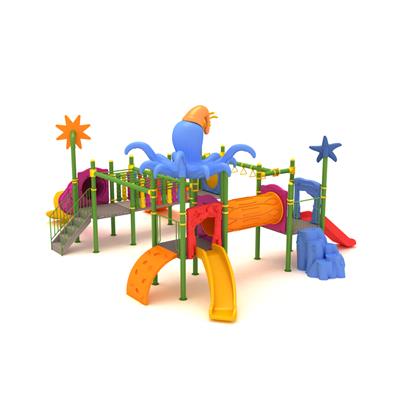Çocuk Oyun Grubu 10x7m, Dört Kaydıraklı Ahtapot Çatılı Model