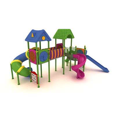 Çocuk Oyun Grubu 8.5x6m, Dört Kuleli Ev Çatılı Model