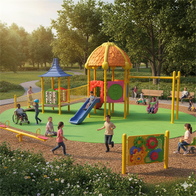 Engelli Çocuk Oyun Parkı 10x5m, Engelli Salıncak İlaveli