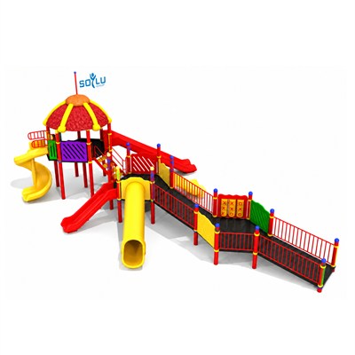 Inclusive Outdoor Playground with Five Slides – 11 x 7 m