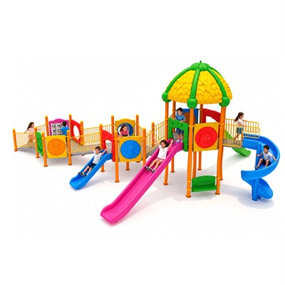 Inclusive Outdoor Playground with Three Towers and Five Slides – 13 x 8 m