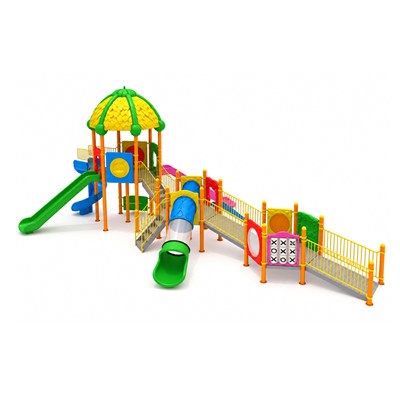 Inclusive Outdoor Playground with Three Towers and Five Slides – 13 x 8 m