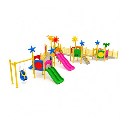 Inclusive Outdoor Playground with Four Towers and Five Slides – 17 x 8 m
