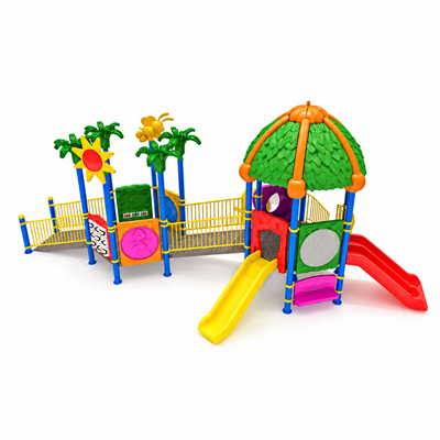 Inclusive Outdoor Playground with Leaf-Shaped Roof – 9.5 x 6 m