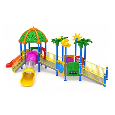 Inclusive Outdoor Playground with Leaf-Shaped Roof – 9.5 x 6 m