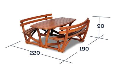  Ahşap Piknik Masası 190cm Kavisli Yaslanma