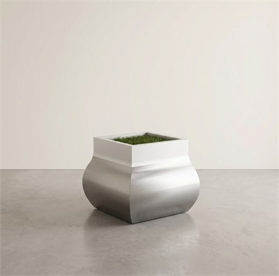 İç ve Dış Mekan Dekoratif Paslanmaz Metal Saksı 50x50x40 cm – 70 L