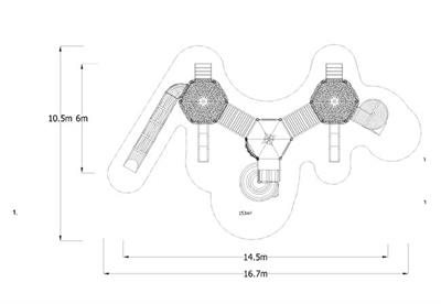 Çocuk Oyun Parkı 14.5x6m, İki Kuleli Mega Seri