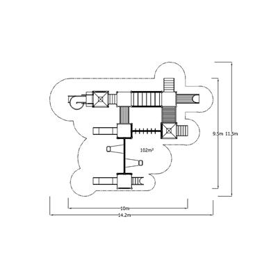 Çocuk Oyun Parkı, Altı Kuleli Dört Kaydıraklı 10mx9,5m
