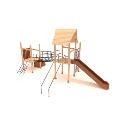 Ahşap Çocuk Oyun Parkı 6x4m, Halat Köprülü Model