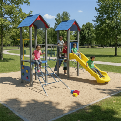 İki Kuleli Halat Köprülü Çocuk Oyun Grubu