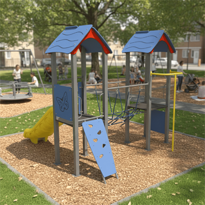 İki Kuleli Halat Köprülü Çocuk Oyun Grubu